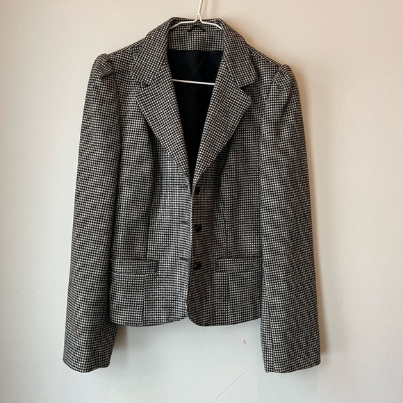 Vintage Wool Houndstooth Blazer British Wool Dark Academia Preppy women’s Size 8 - Picture 8 of 16